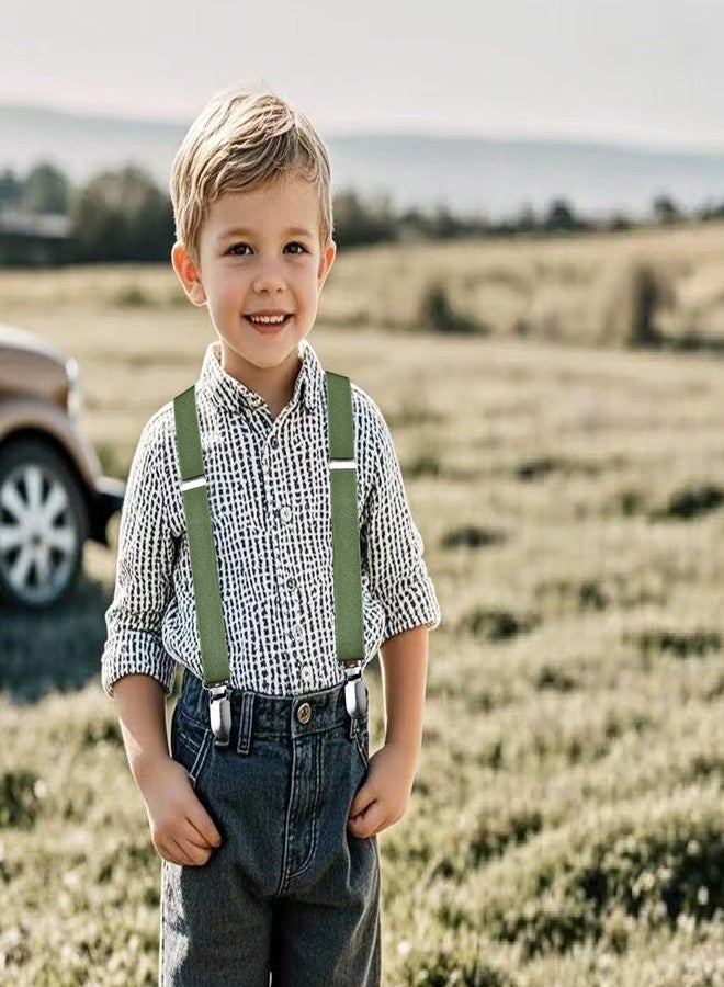Branduce Baby Boy Sage Green Suspender with 4 Strong Clips Adjustable Kids Y Back Suspenders (SS01-51) - Image 2